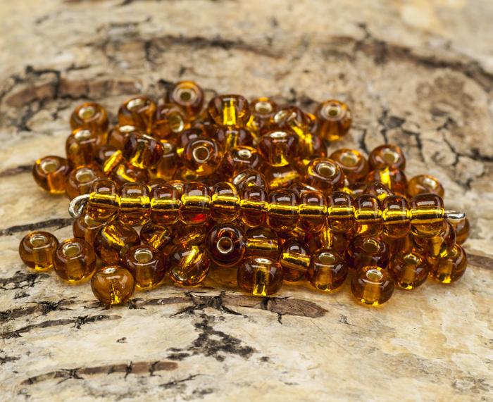 Seed Beads silverlined 5 mm, Bärnsten (20g)