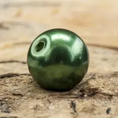 Vaxad glaspärla 10 mm, Mörkgrön (10st)