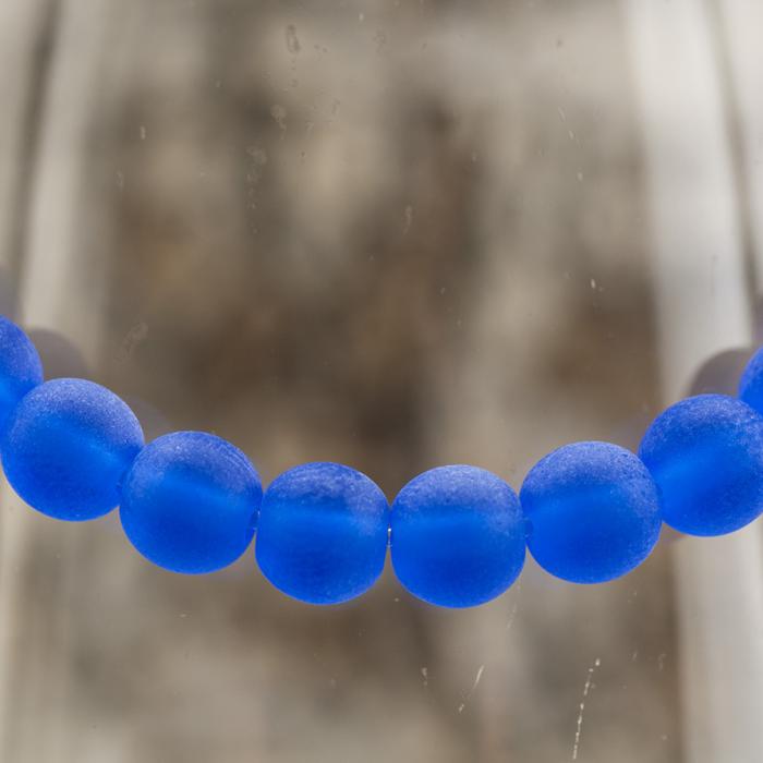 Frostad glaspärla 6 mm, Blå (40st)