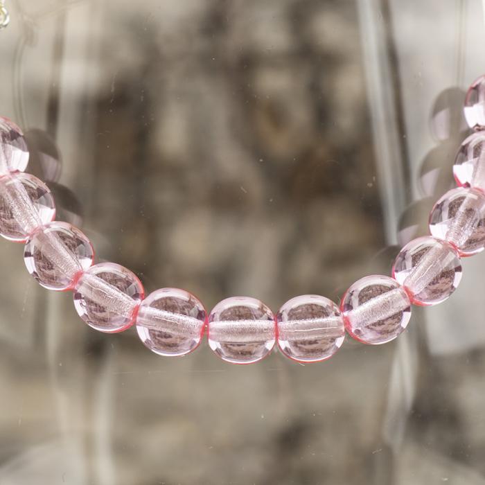 Glaspärla rund 6 mm, Rosa (40st)