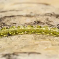 Glaspärla facetterad 3,5x4 mm, Olivgrön (30st)