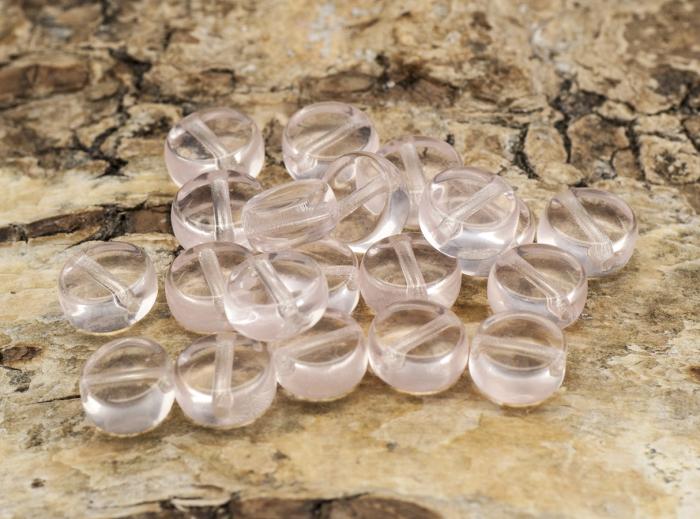 Glaspärla Lins 6 mm, Rosa (20st)