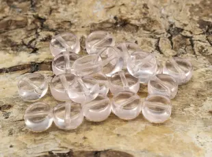 Glaspärla Lins 6 mm, Rosa (20st)