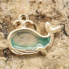 Berlock Val 20x15 mm, Turkos/Guldfärg (st)