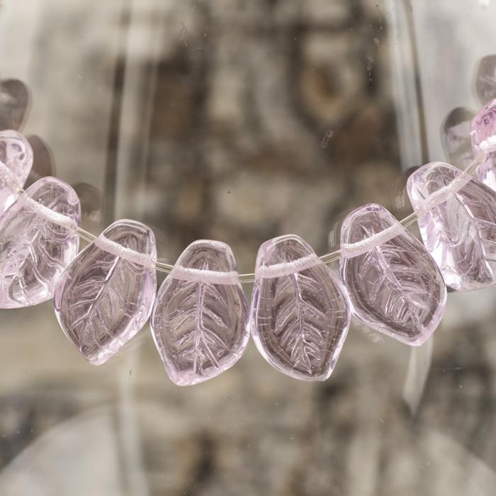 Glaslöv 10x15 mm, Rosa (10st)