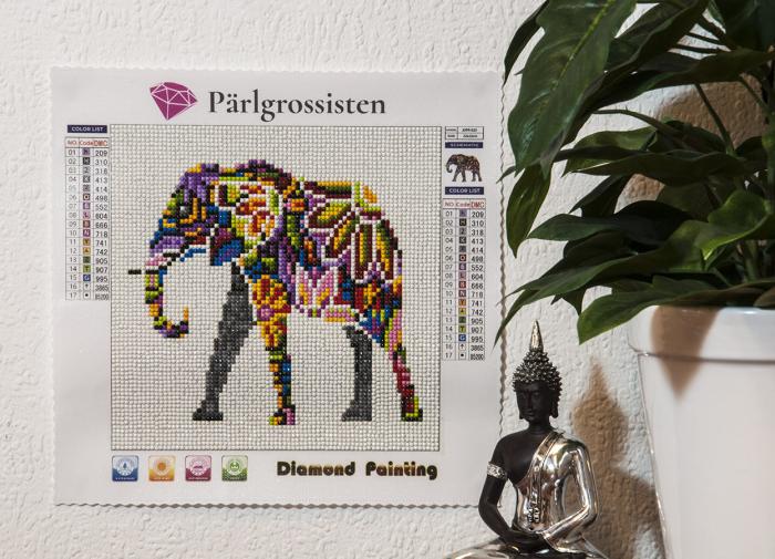 Diamond Painting Canvas 22 x 22 cm, Elefant