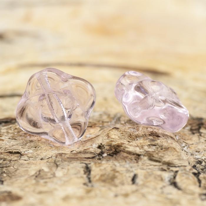Glaspärla Blomma 10x9,5 mm, Rosa (10st)