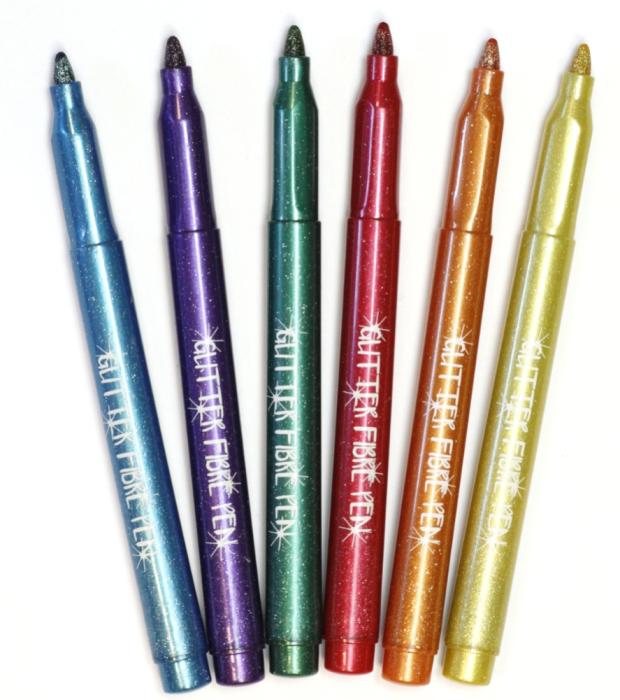 Fiberpennor Glitter (6 st)