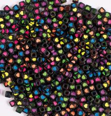 Pärlor neonhjärtan 7 mm, Svart (300 st)