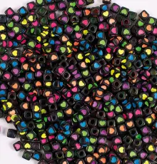 Pärlor neonhjärtan 7 mm, Svart (300 st)