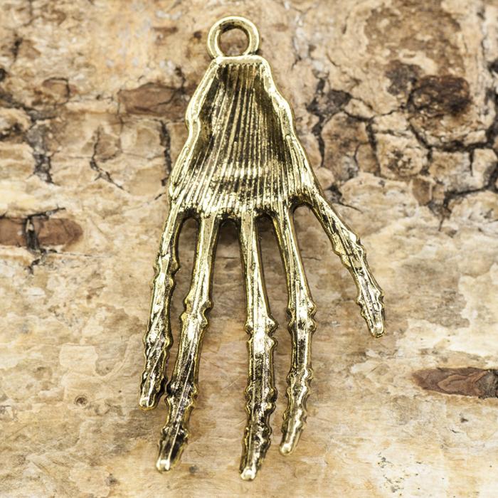 Hänge Skeletthand 20x40 mm, Antikguld (st)