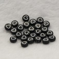 Akrylp&auml;rla Hj&auml;rta 7x3.5 mm, Svart/Vit (25st)