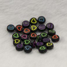 Akrylp&auml;rla Hj&auml;rta 7x3.5 mm, Svart/F&auml;rgmix (25st)