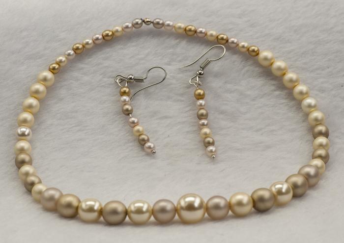 Vaxad glaspärla 4-12 mm, Champagnemix (50g)