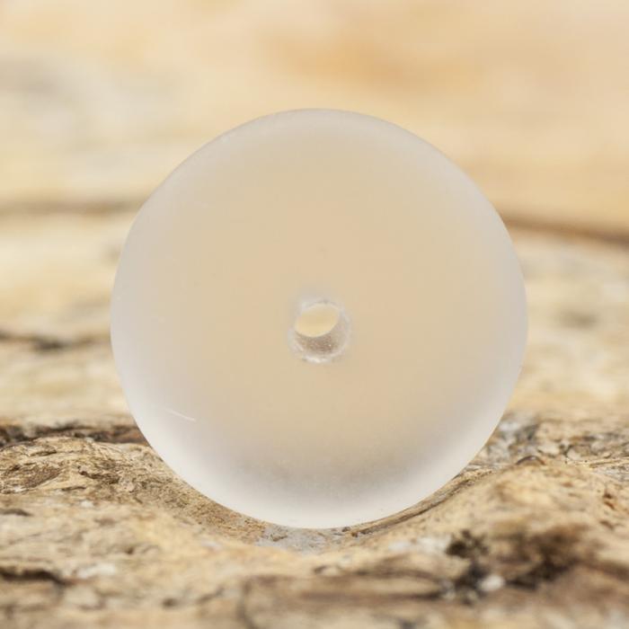 Frostad platt glaspärla 10 mm, Vit (10st)