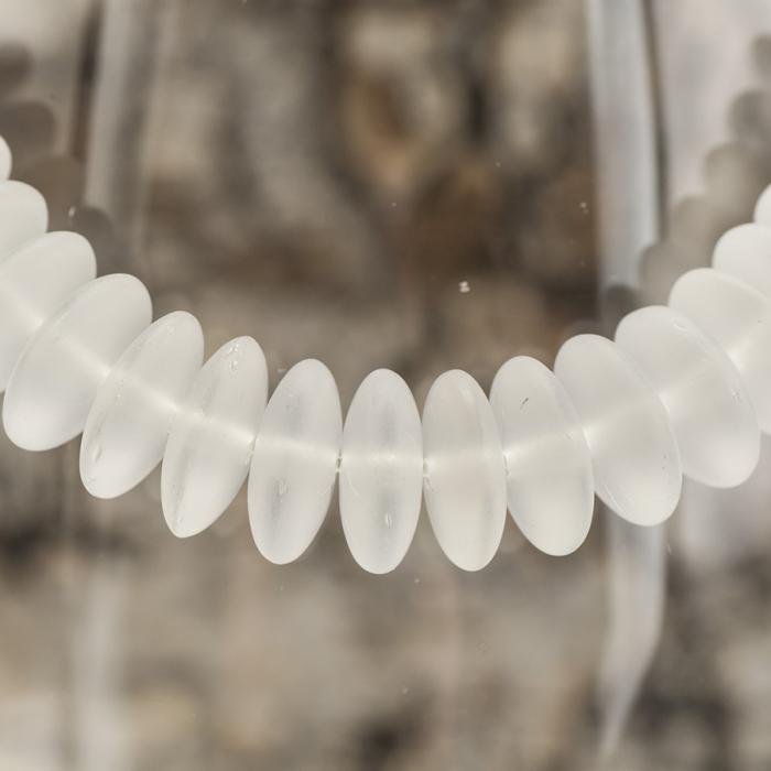 Frostad platt glaspärla 10 mm, Vit (10st)
