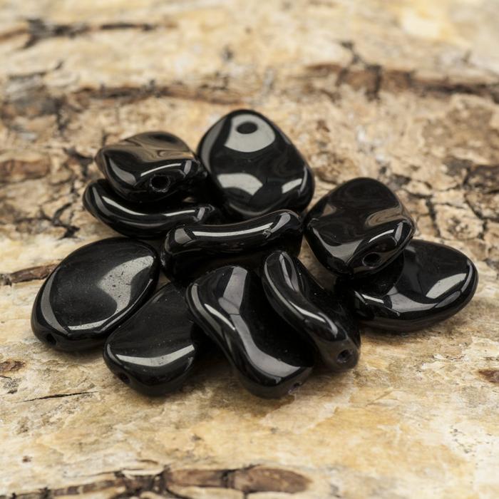 Glaspärla Vriden 9,5x13 mm, Svart (10st)