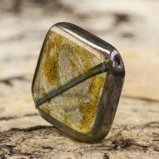 Glaspärla Fyrkant 16x16 mm, Grågrön (5st)