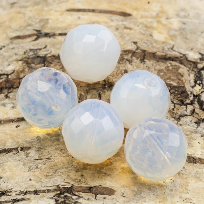 Glaspärla facetterad kula opalite 18 mm, Vit (5st)