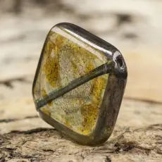 Glaspärla Fyrkant 16x16 mm, Grågrön (5st)
