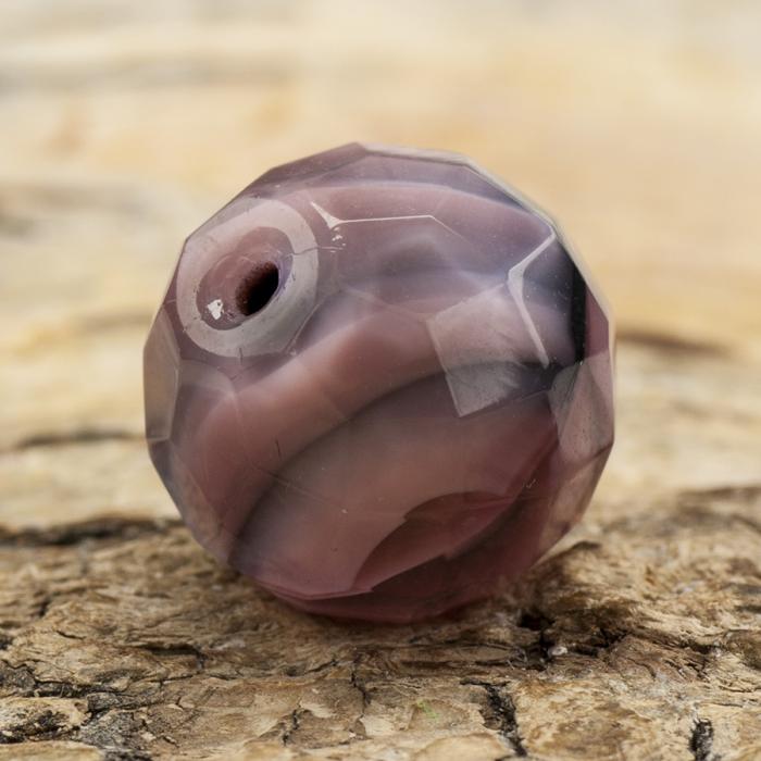 Glaspärla facetterad kula 14 mm, Rosa/Svart (5st)