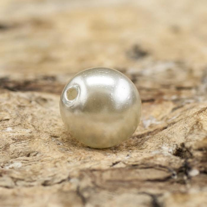 Vaxad glaspärla 4 mm, Silvervit (60st)