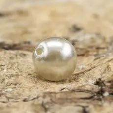 Vaxad glaspärla 4 mm, Silvervit (60st)