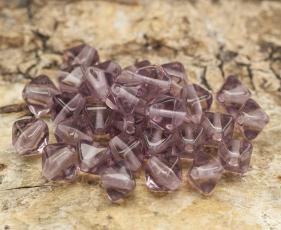 Glaspärla Oktaeder 5x6 mm, Lila (30st)