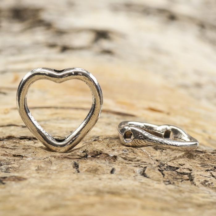 Pärlram Hjärta 13 mm, Antiksilver (5st)