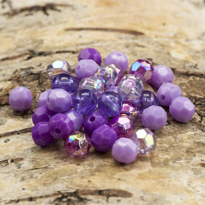 Akrylpärla facetterad mix 6 mm, Lilamix (10g)