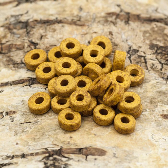 Keramikpärla Disk 6x3 mm, Gul (30st)