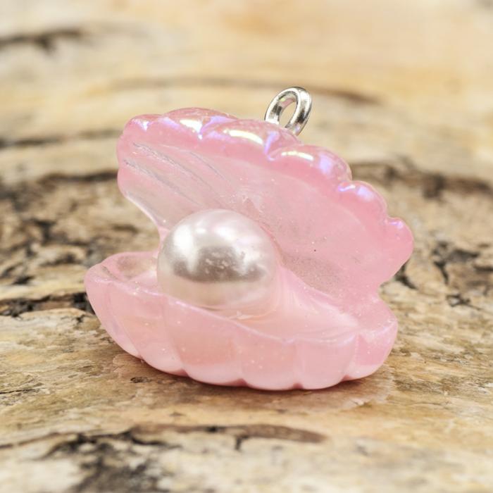 Berlock Pärla i snäckskal 23x21 mm, Rosa AB (st)