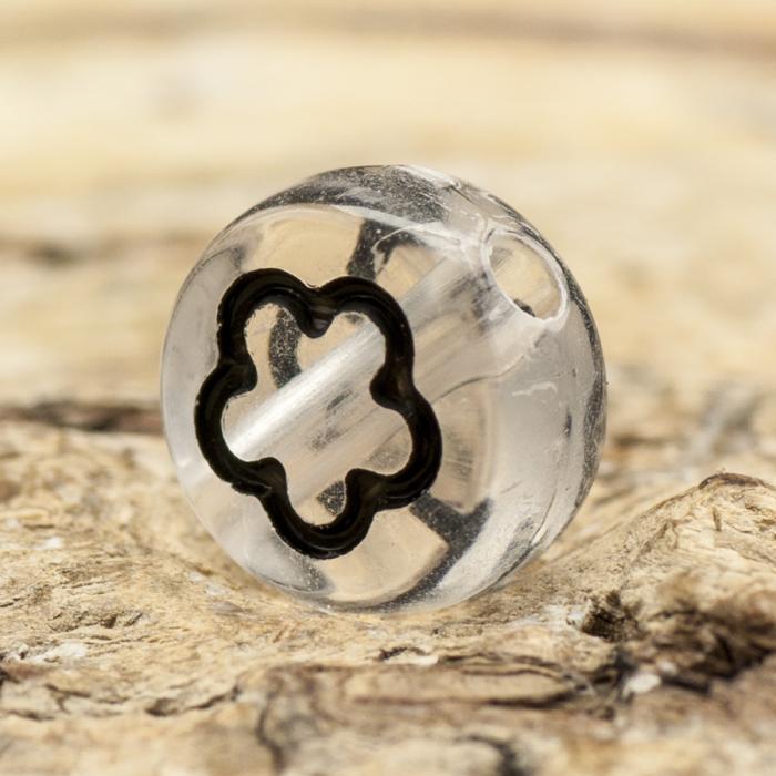 Akrylpärla Symbol 7 mm, Klar/Svart (25st)