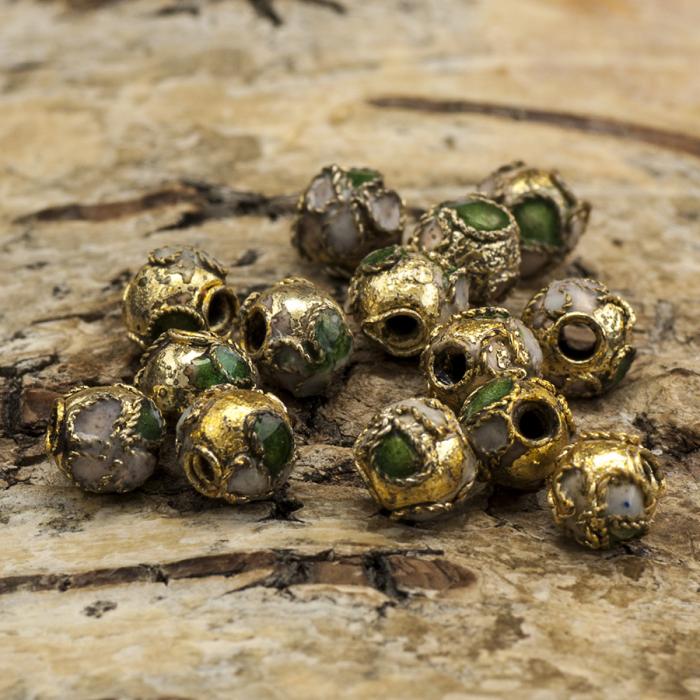 Cloisonnepärla 5 mm, Guld (st)