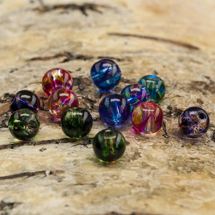 Glaspärla spraymålad 6 mm, Klar/Färgmix (20st)
