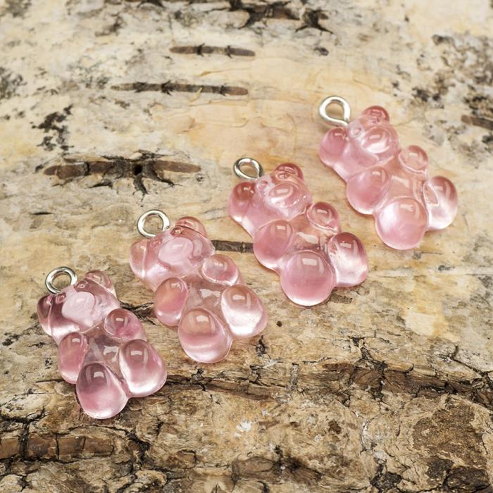 Berlock Nallebjörn 11x21 mm, Rosa (st)