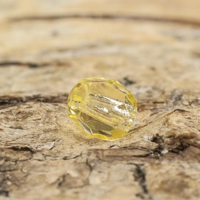 Glaspärla facetterad 4,5x5 mm, Ljusgul (25st)