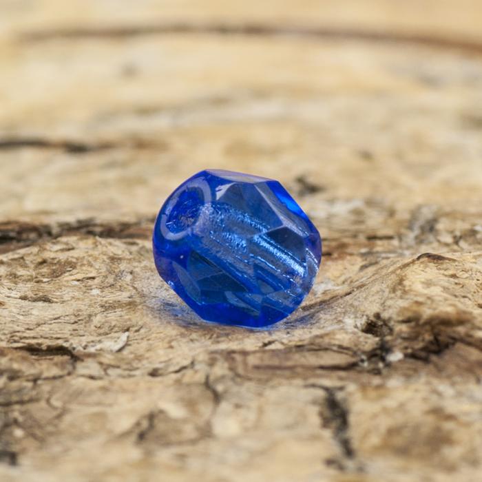 Glaspärla facetterad 4,5x5 mm, Blå (25st)