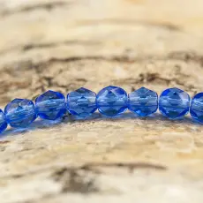 Glaspärla facetterad 4,5x5 mm, Blå (25st)