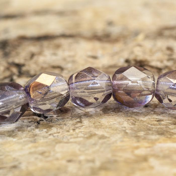 Glaspärla facetterad kula 6 mm, Lila AB (20st)