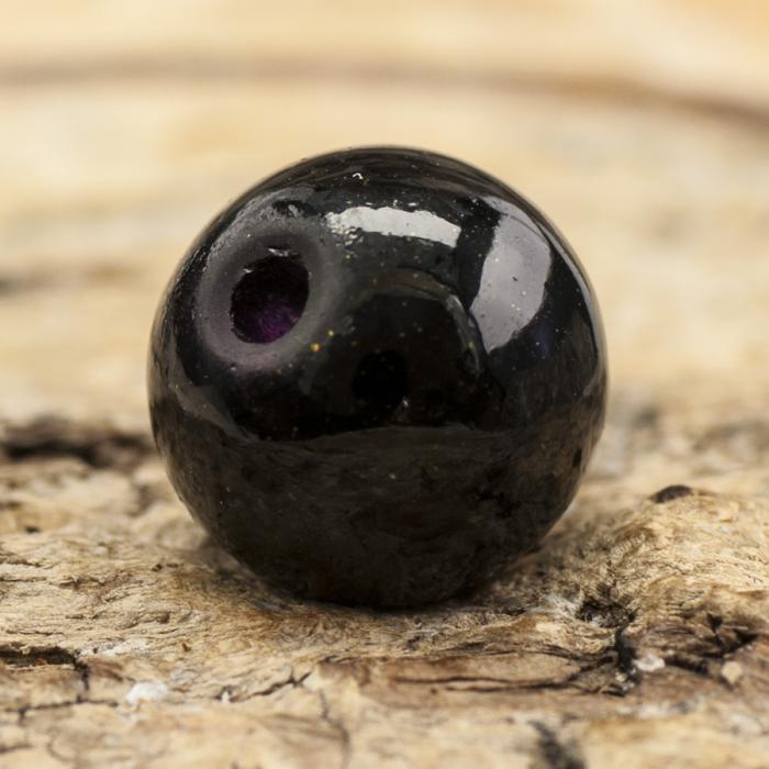 Lackad glaspärla 8 mm, Svart (20st)