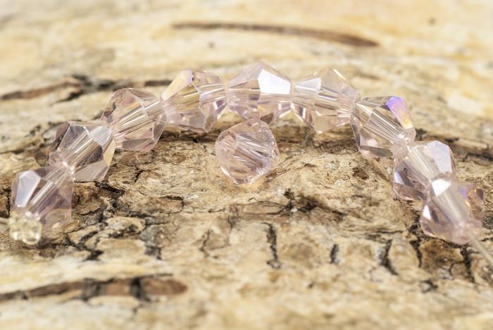 Glaspärla bicone 6 mm, Rosa AB (20st)