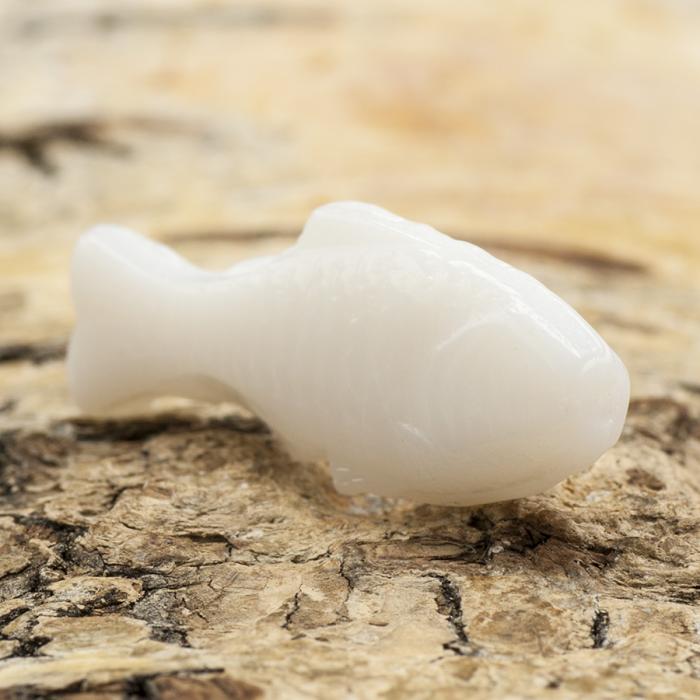 Glaspärla Fisk 25x12 mm, Vit (5st)