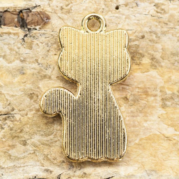Berlock Katt 23x14 mm, Guld/Multifärgad (st)