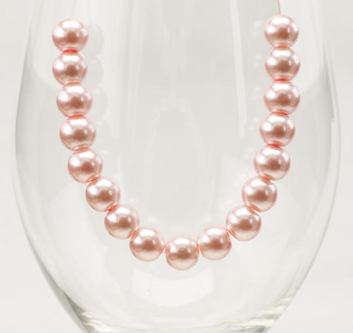 Vaxad glaspärla 8 mm, Rosa (20st)