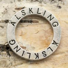 Budskapsring "ÄLSKLING" 23 mm, Antiksilver (st)