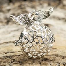 Pärlbur öppningsbar med vingar 29x34 mm, Silverfärg (st)