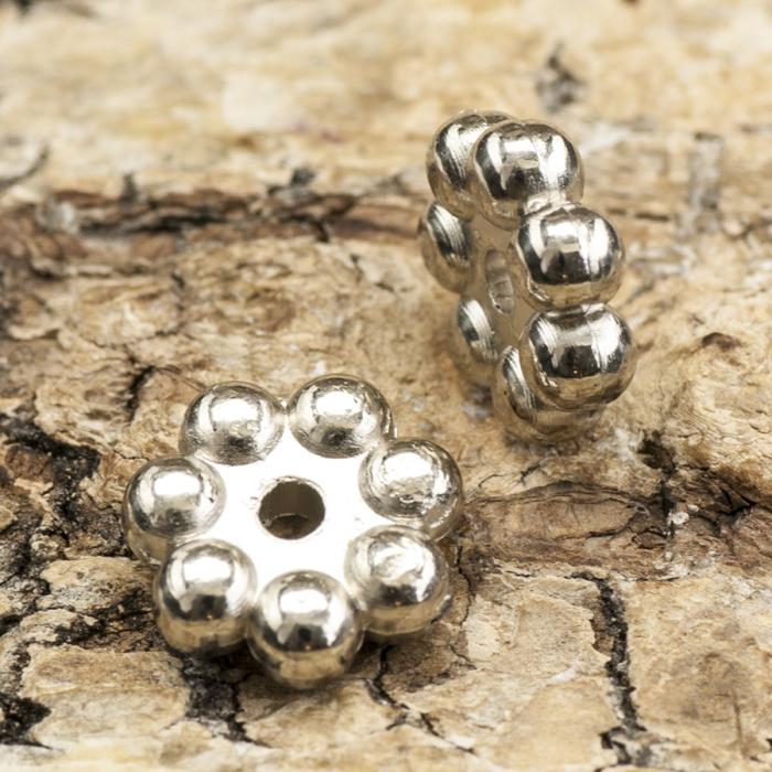 Mellandel Blomma 9 mm, Silverfärg (10st)