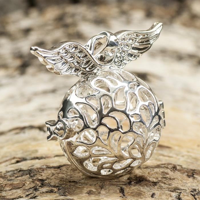 Pärlbur öppningsbar med vingar 29x34 mm, Silverfärg (st)
