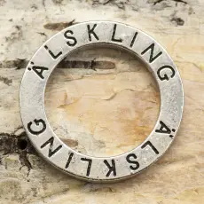 Budskapsring "ÄLSKLING" 23 mm, Antiksilver (st)
